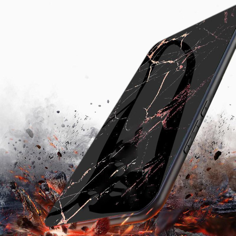 Case Huawei Y9s #เคสฝาหลัง Gradient Color ลายหินอ่อน Glass + PC + TPU Hybrid Case