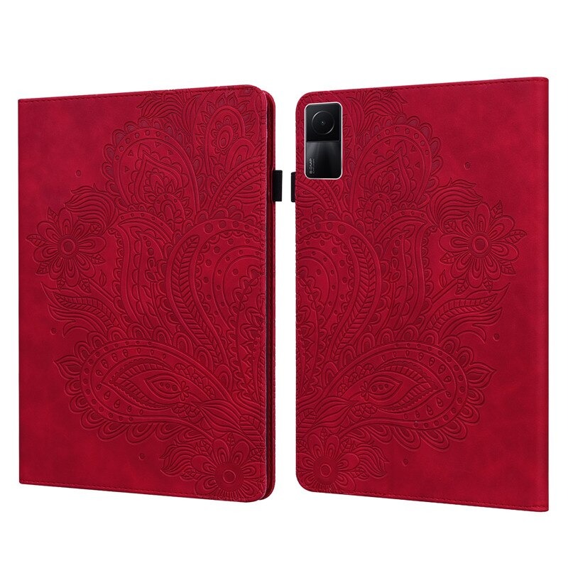 Case Redmi Pad 10.61" 2022 #เคสแบบฝาพับหนัง PU พิมพ์ลาย 3D Flower Embossed Tablet Flip Stand Soft TPU Back