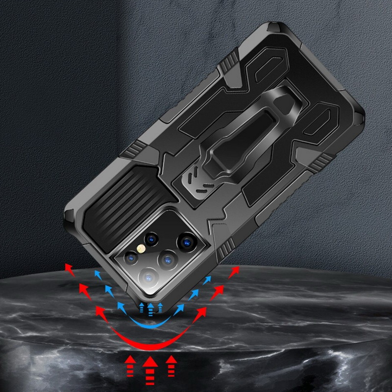 เคส realme 5i #เคสฝาหลังกันกระแทกมีคลิบหนีบ ไฮบริด พลาสติก+TPU Heavy Duty Rugged Hybrid