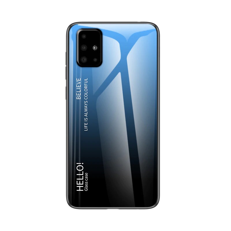 Case Samsung Galaxy A51 #เคสฝาหลัง Gradient Color Glass + PC + TPU Hybrid Case