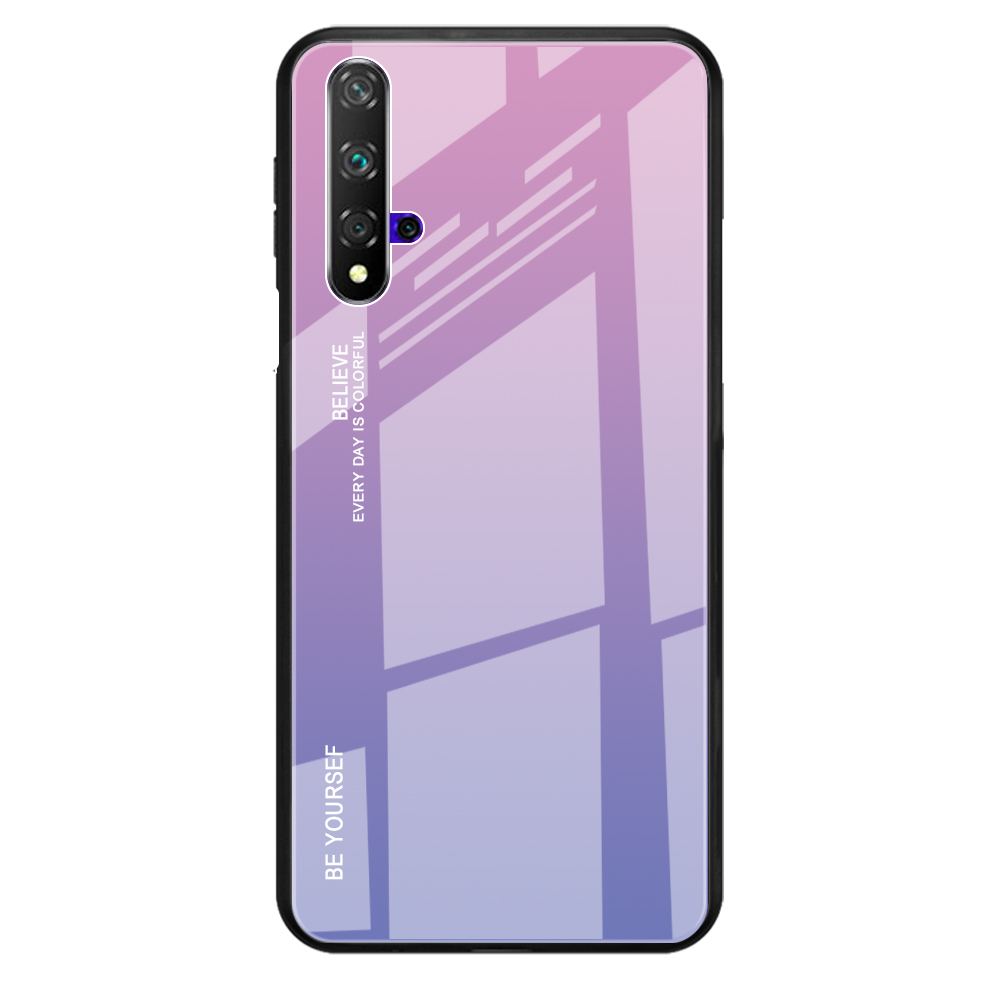 Case Huawei Nova 5T #เคสฝาหลัง Gradient Color Glass + PC + TPU Hybrid Case