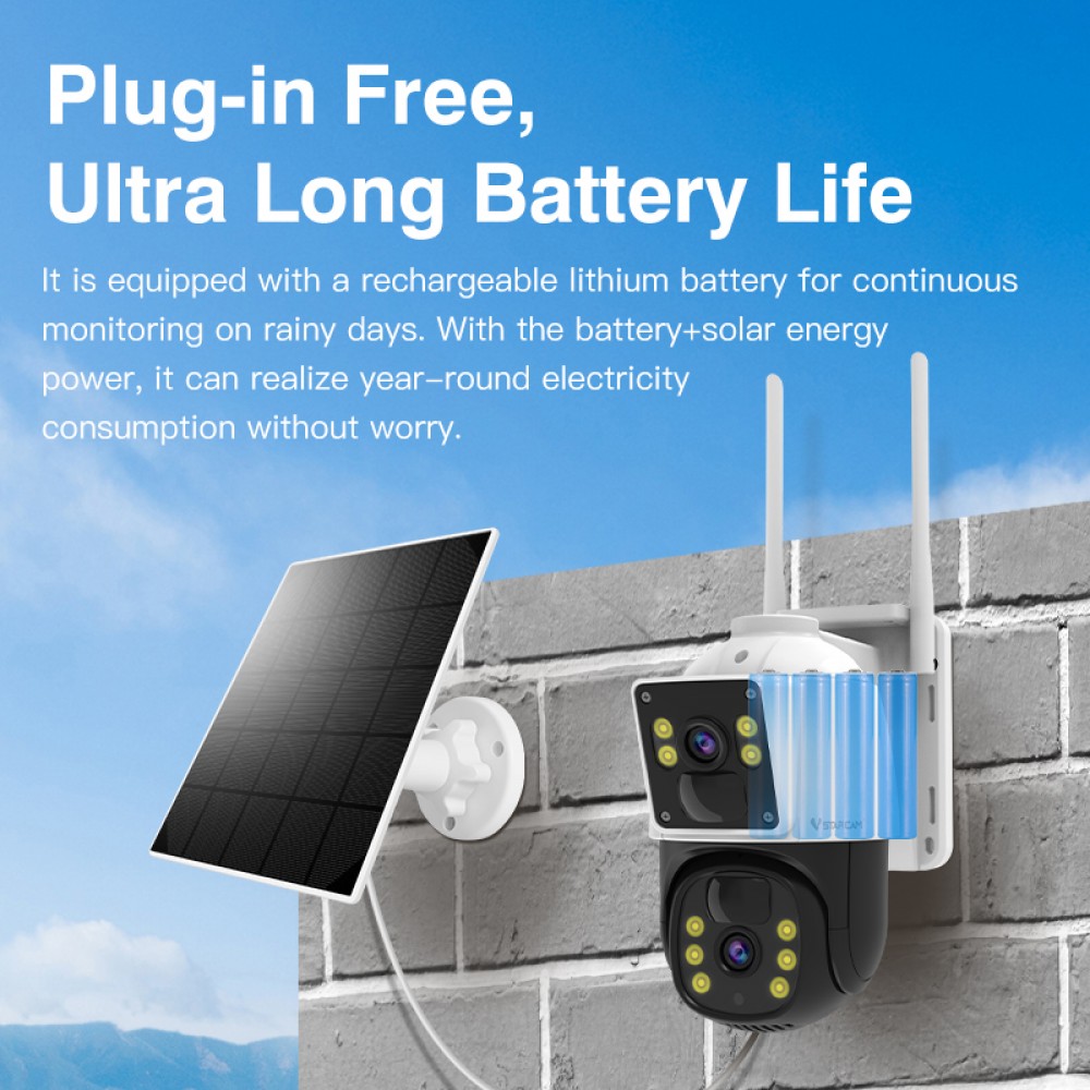 Vstarcam Vstarcam กล้องวงจรปิดภายนอกแบบใส่ซิมการ์ดพร้อมแผงโซล่าเซลล์ รุ่นBG66DR มีแบตในตัว กันน้ำทนฝุ่นทนแดด(รองรับซิม4Gเท่านั้น) ขาว