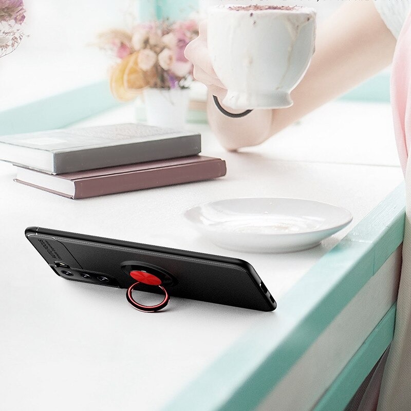 เคส Samsung Galaxy S21+#เคสฝาหลัง TPU Finger Ring Kickstand (แผ่นโลหะแบบ Built-in)