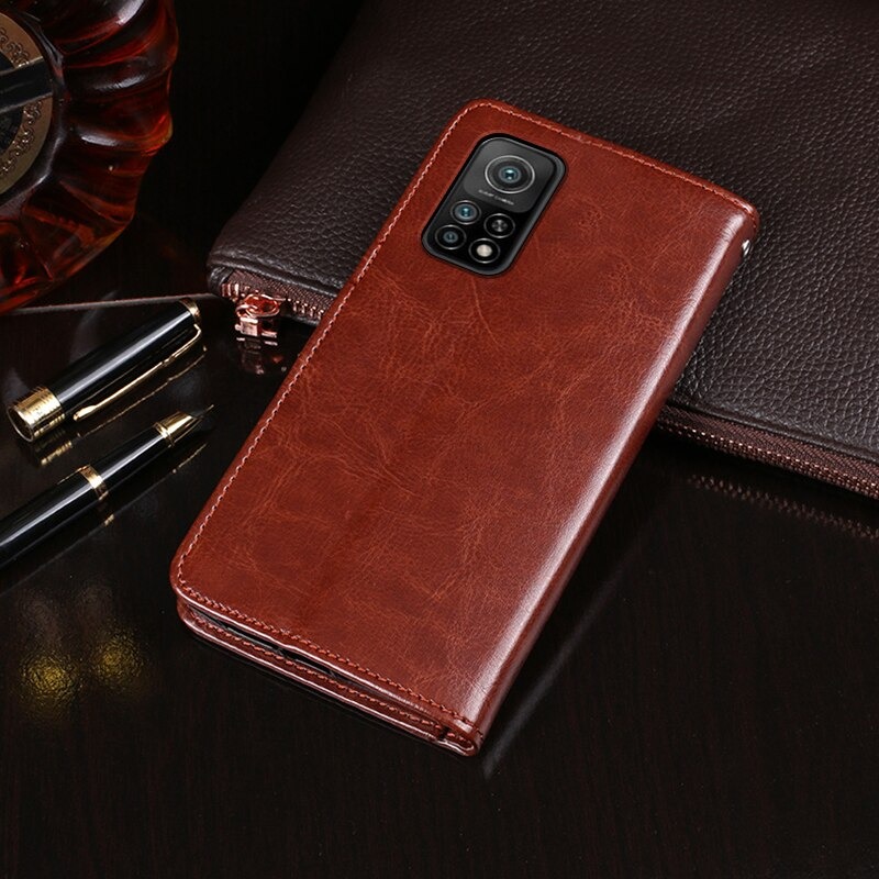 เคส Xiaomi Mi 10T #เคสฝาพับแบบกระเป๋าสตางค์หนัง PU ผิวหนังม้า Crazy Horse