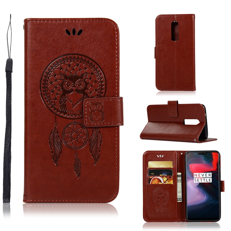 Case OnePlus 6 #เคสฝาพับแบบกระเป๋าสตางค์ฝาพับหนัง PU ลายนกฮูก Dream Catcher Owl