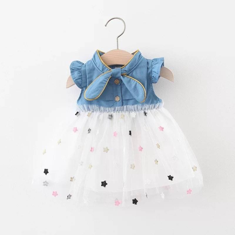 ชุดเด็กหญิง2เดือนถึง4ขวบ เสื้อยีนส์กระโปรงฟรุ้งฟริ้ง