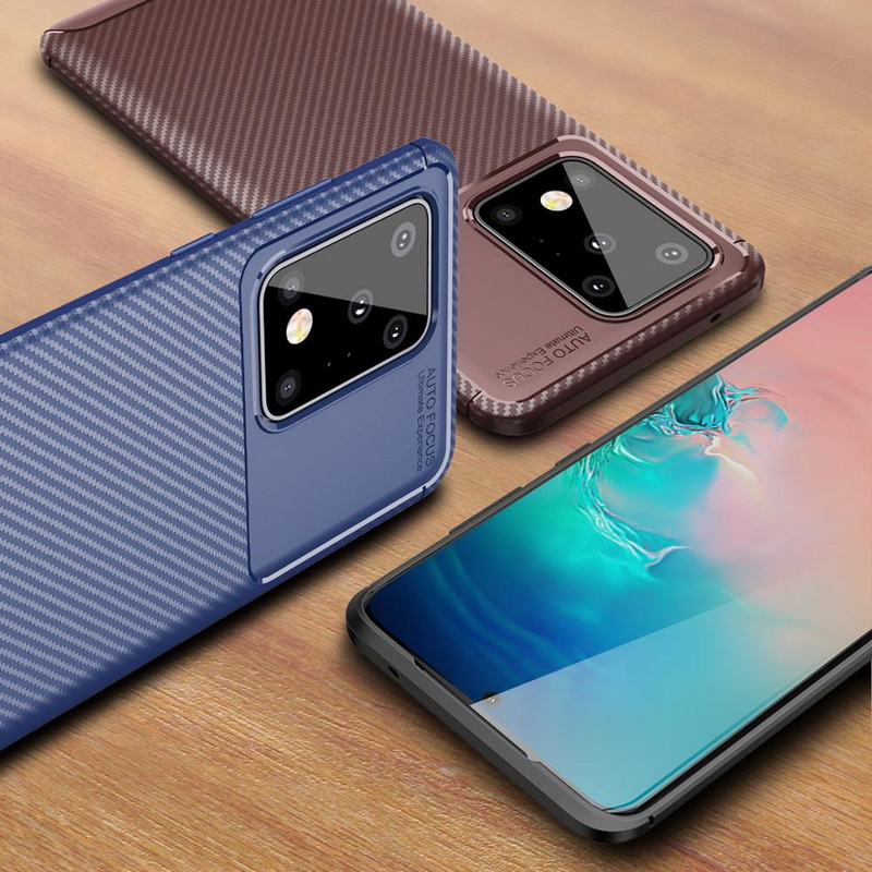 เคส Samsung Galaxy S20 Ultra / S20 Ultra 5G #เคสฝาหลังนิ่ม Carbon Fiber Anti-drop TPU Protection