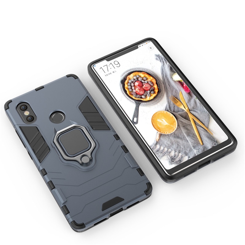 เคส Xiaomi Redmi Note 6 Pro #เคสฝาหลังพลาสติกแข็ง +TPU Hybrid Case มีแหวนสวมนิ้วโลหะ