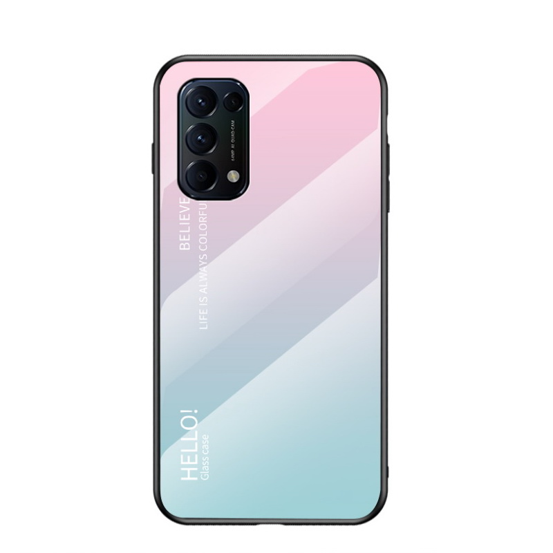 เคส OPPO Reno 5 Pro 5G #เคสฝาหลัง Gradient Color Glass + PC + TPU Hybrid Case