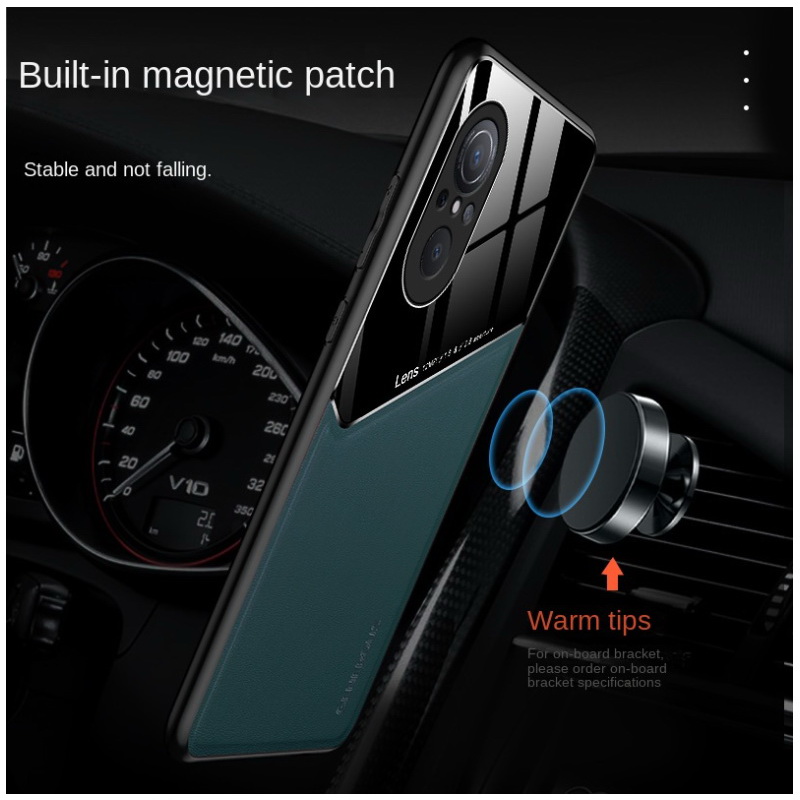 เคส Huawei Nova 9 SE #เคสฝาหลังไฮบริด PU +TPU + glass สีทูโทน Shockproof Leather Mirror Glass Silicone Phone Back Cover