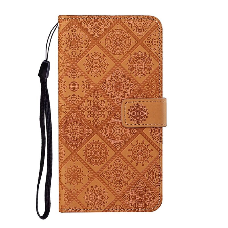 เคส iPhone 14 plus#เคสฝาพับหนัง PU ลายดอกไม้พร้อมสายคล้องมือ Imprinted Flower Wallet Leather Magnet Clasp Case with Strap