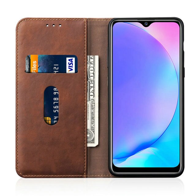 Case Vivo Y17 #เคสฝาพับหนัง PU Crazy Horse Texture Retro Leather Auto-absorbed Wallet คุณภาพดี