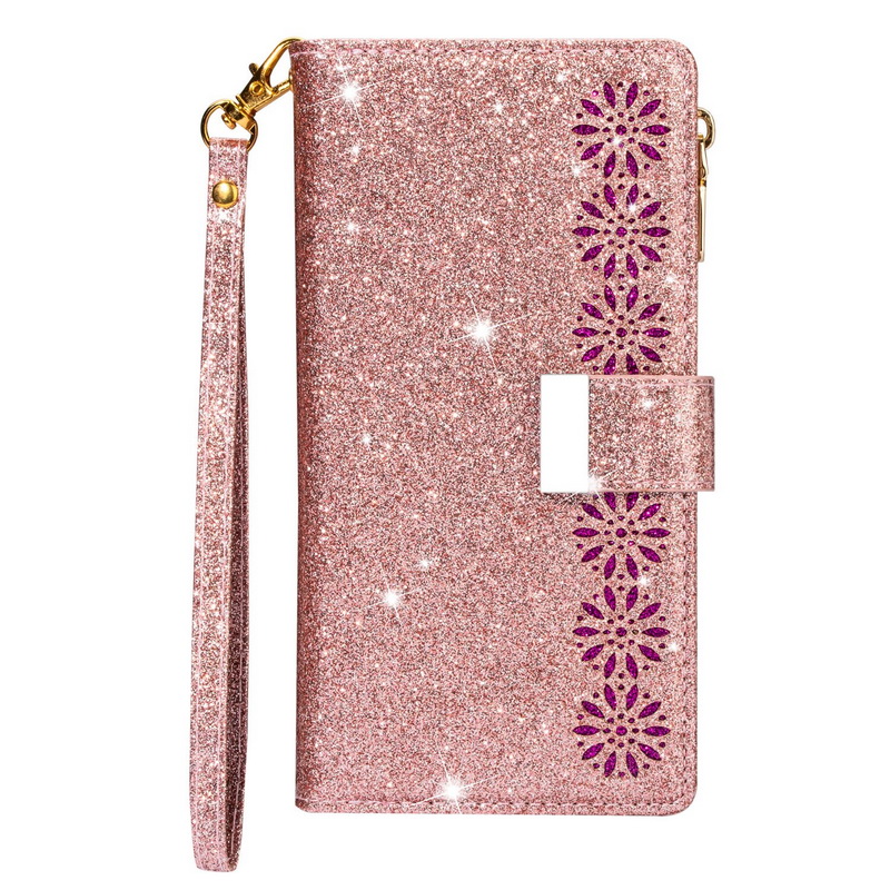 Case Samsung Galaxy A51 #เคสฝาพับแบบกระเป๋าสตางค์ช่องใส่บัตรหลายช่อง Bling Glitter Case Multi-slot Wallet Zippered Leather พร้อมสายคล้อง