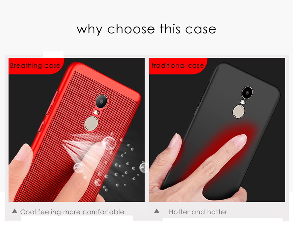 เคส Xiaomi Redmi 5 #เคสฝาหลังพลาสติกรูตะแกรงช่วยระบายความร้อน Hollow Mesh PC Shell