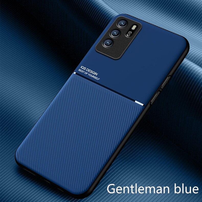 เคส OPPO Reno 6Z 5G #เคสฝาหลัง TPU เคลือบหนัง PU สไตล์ธุรกิจที่เรียบง่ายมีแผ่นเหล็กในตัว Minimalist Business Style Leather Coated TPU Built-in metal magnetic plate