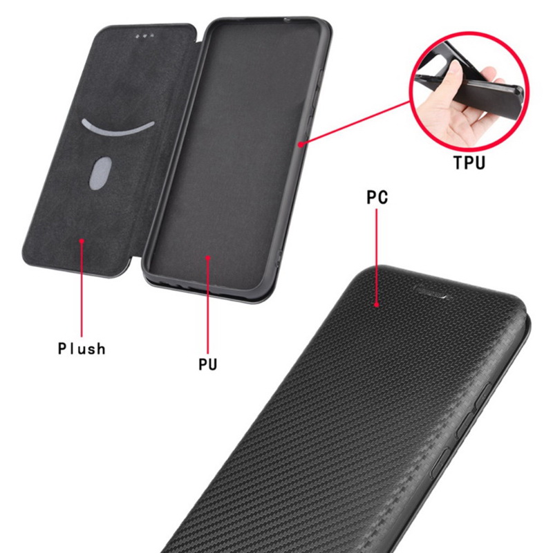 Case Samsung Galaxy S21 Ultra 5G #เคสฝาพับลายคาร์บอนไฟเบอร์มีช่องใส่การ์ด Carbon Fiber Wallet Card Slot Magnet Stand Phone Cover