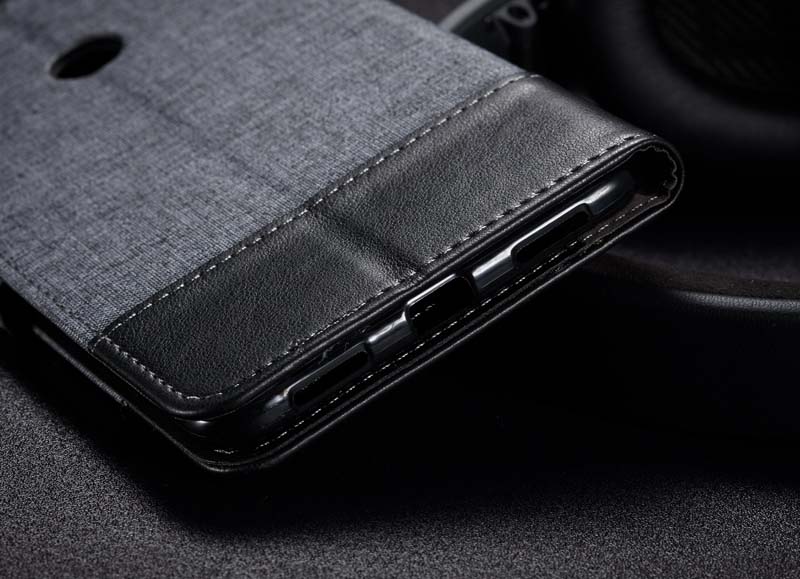 Case realme C17 #เคสแบบฝาพับ MUXMAหนังPU ออกแบบสีทูโทนตัดลายผ้า Canvas Splicing