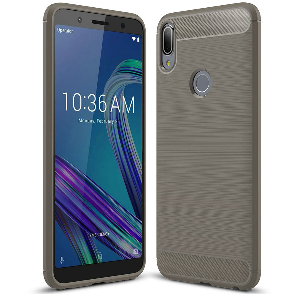 เคส Asus Zenfone Max Pro (M1) #เคสฝาหลัง TPU นิ่มคาร์บอนไฟเบอร์ผิวแบบขัดแปรง