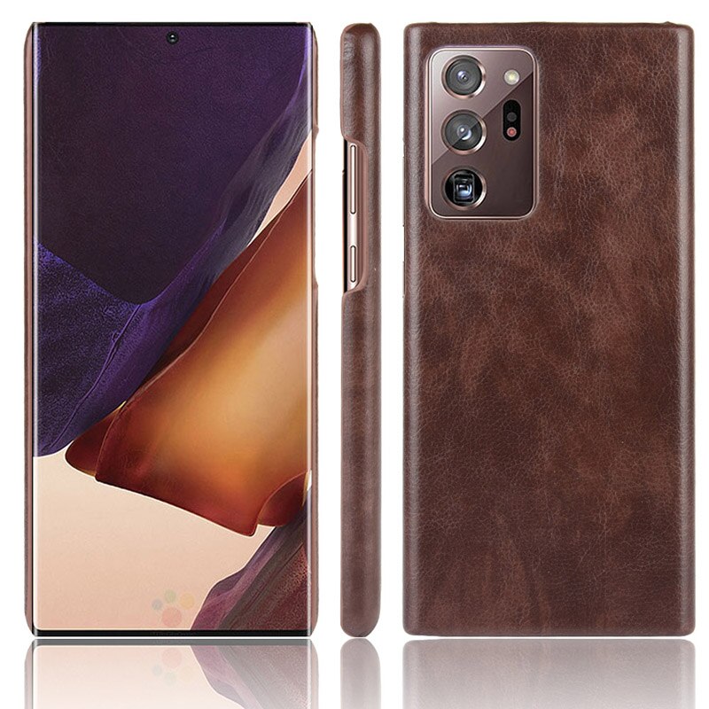 Case Samsung Galaxy Note 20 Ultra / Note 20 Ultra 5G #เคสฝาหลังพลาสติกแข็งเคลือบหนัง PU ลายผิวลิ้นจี่ Litchi Skin Leather Coated