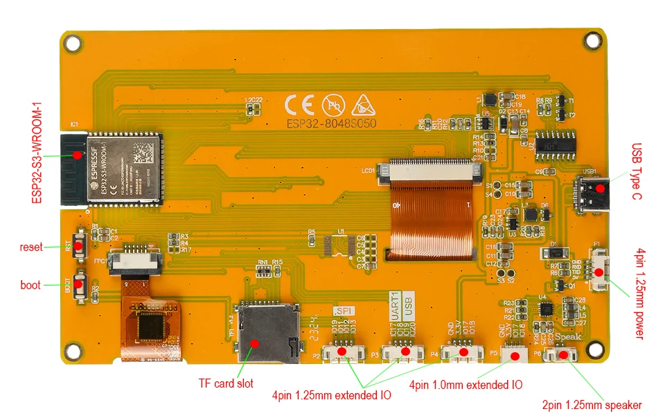 บอร์ด ESP32-S3 HMI 8M RAM 16M Flash Arduino LVGL WiFi and Bluetooth 5" IPS 800*480 Smart Display Screen 5.0 inch
