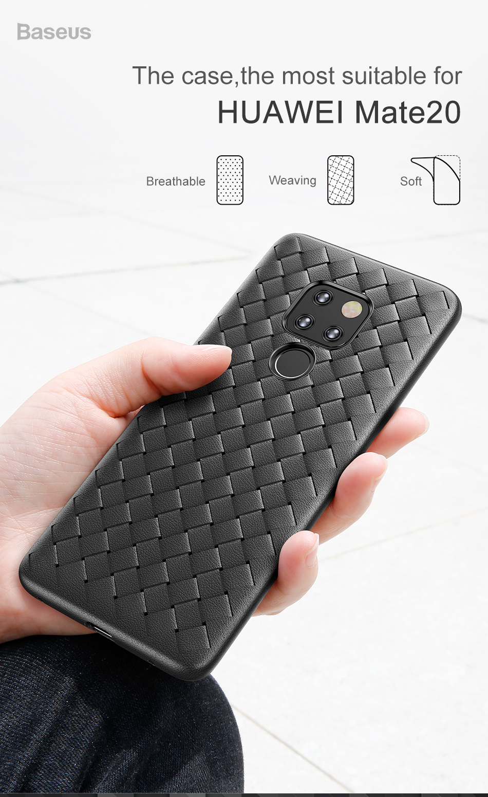 Case Huawei Mate 20 #เคสฝาหลัง BASEUS ลายทอ Woven Texture Heat Dissipation TPU