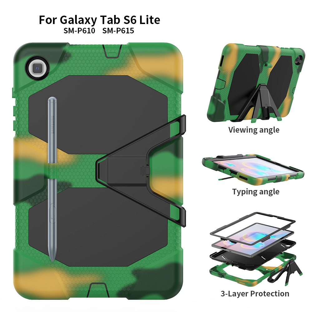 เคส Samsung Galaxy Tab S6 Lite 10.4 SM-P610 P615 P617 #เคสไฮบริดกันกระแทก ซิลิโคน+พลาสติกกันกระแทกมีขาตั้ง Shockproof Heavy Duty Armor