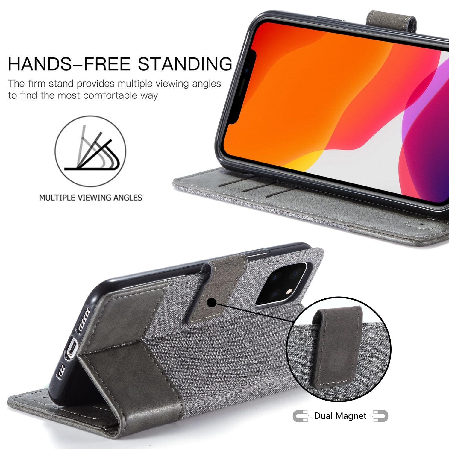 Case Samsung Galaxy Note 10 lite #เคสแบบฝาพับ MUXMA หนัง PU ออกแบบสีทูโทนตัดลายผ้า Canvas Splicing