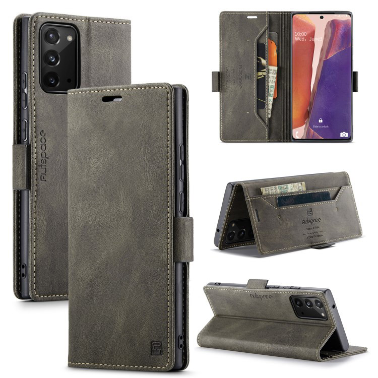 เคส Samsung Galaxy Note 20 / Note 20 5G #เคสฝาพับหนัง PU แบบกระเป๋าสตางค์ AUTSPACE Series RFID Blocking Retro Matte Leather Wallet