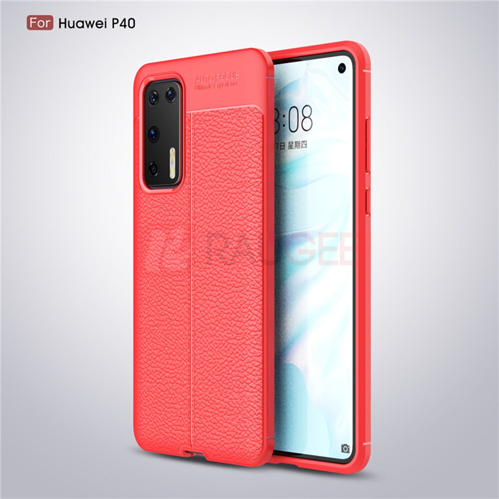 เคส Huawei P40 #เคสฝาหลัง TPU ผิวลิ้นจี่ช่วยป้องกันลายนิ้วมือและกันลื่นได้ดี