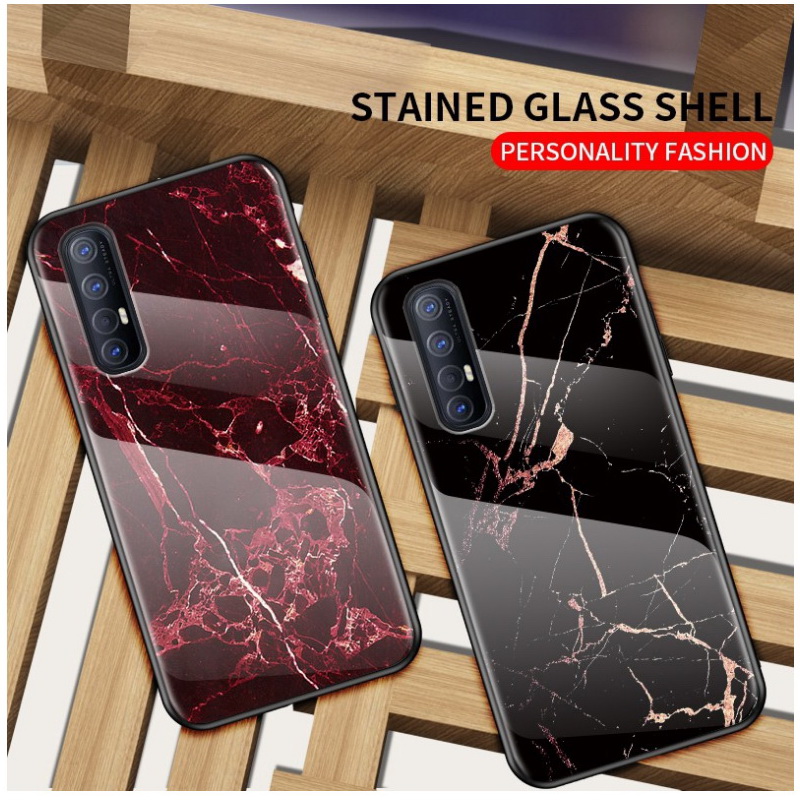 Case OPPO Reno 3 Pro 4G 6.4 นิ้ว #เคสฝาหลัง Gradient Color ลายหินอ่อน Glass + PC + TPU Hybrid Case