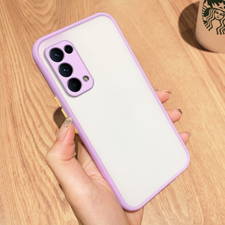 เคส OPPO Reno 5 Pro 5G #เคสฝาหลังขอบซิลิโคนิ่ม Fashion Color Liquid Frame Anti-fall Phone Case