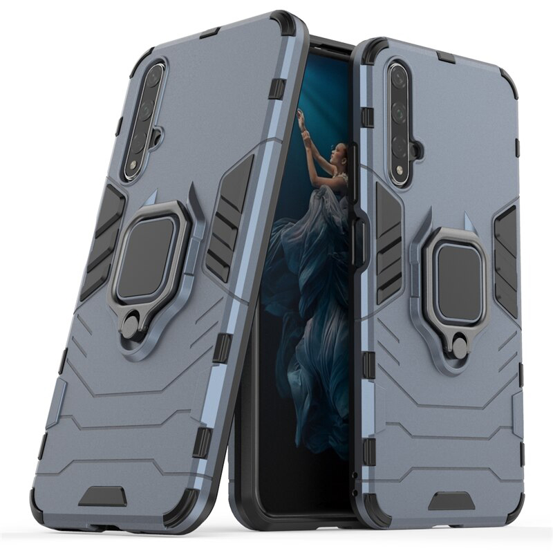 Case Huawei nova 5T #เคสฝาหลังพลาสติกแข็ง +TPU Hybrid Case มีแหวนสวมนิ้วโลหะ