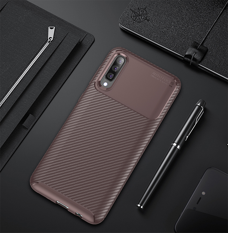 Case Samsung Galaxy A70 #เคสฝาหลังนิ่ม Carbon Fiber Drop Resistant TPU