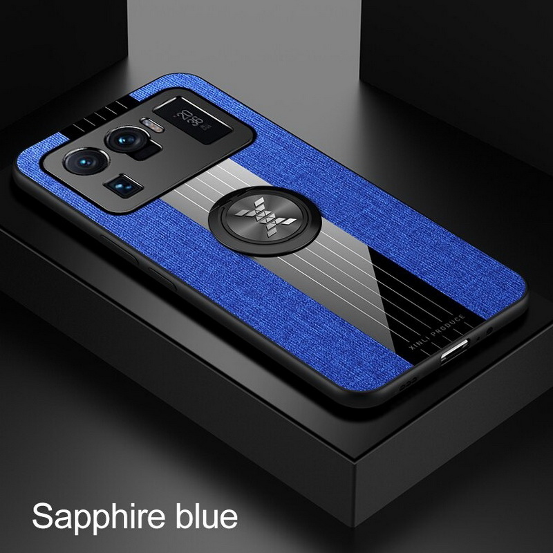 เคส Xiaomi Mi 11 Ultra #เคสฝาหลังเคลือบผ้าเนื้อมีแหวนสวมนิ้ว TPU ไฮบริด+อะคริลิ + แหวนโลหะ