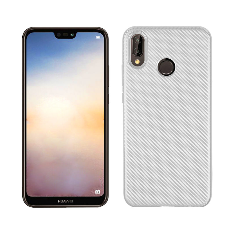 เคส Huawei P20 Lite / Nova 3e #เคสฝาหลัง TPU นิ่มแบบคาร์บอนไฟเบอร์ Soft Skin Case