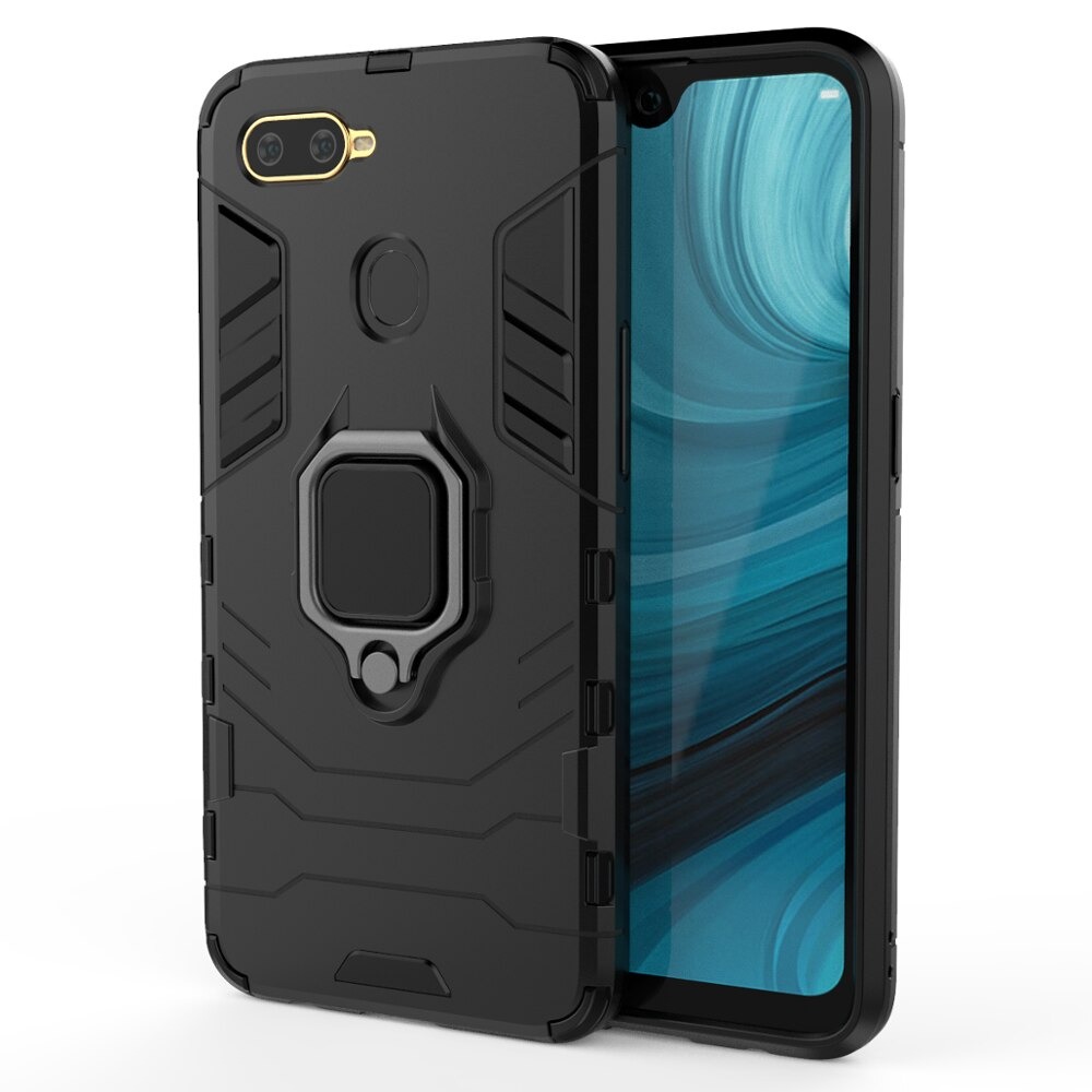 Case OPPO A12 #เคสฝาหลังพลาสติกแข็ง +TPU Hybrid Case มีแหวนสวมนิ้วโลหะ