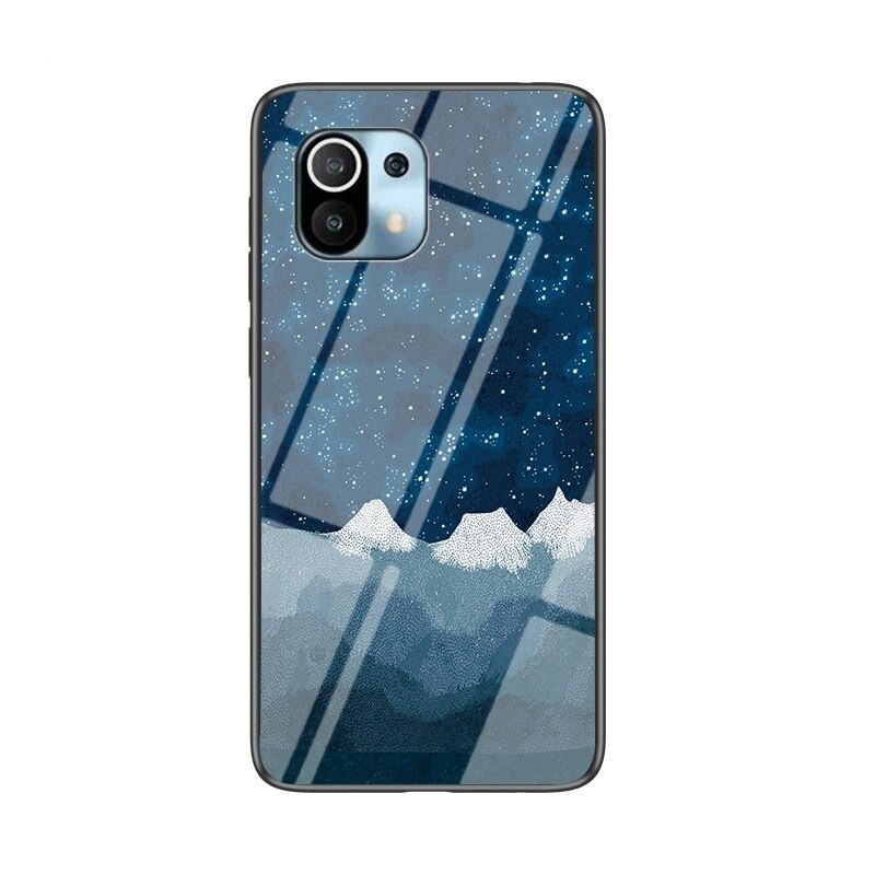 เคส Xiaomi Mi 11 #เคสฝาหลัง Gradient Color Glass + PC + TPU Hybrid Case