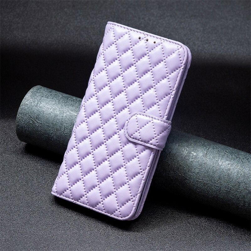 เคส iPhone 14#เคสฝาพับปกหนัง PU ลายตารางพร้อมช่องใส่บัตร พับวางตั้งได้สไตล์แบบกระเป๋าสตางค์