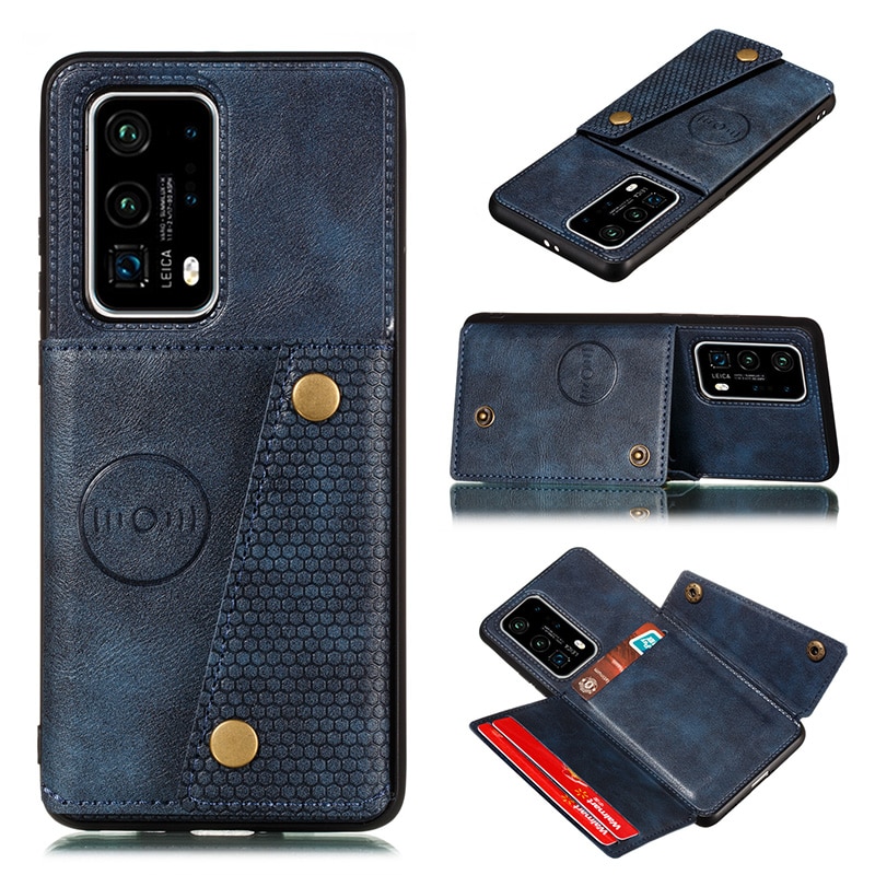 เคส Huawei P40 Pro Plus #เคสแบบฝาหลัง TPU เคลือบหนัง PU มีที่เก็บบัตร PU Leather Coated TPU Card Holder Magnetic Kickstand