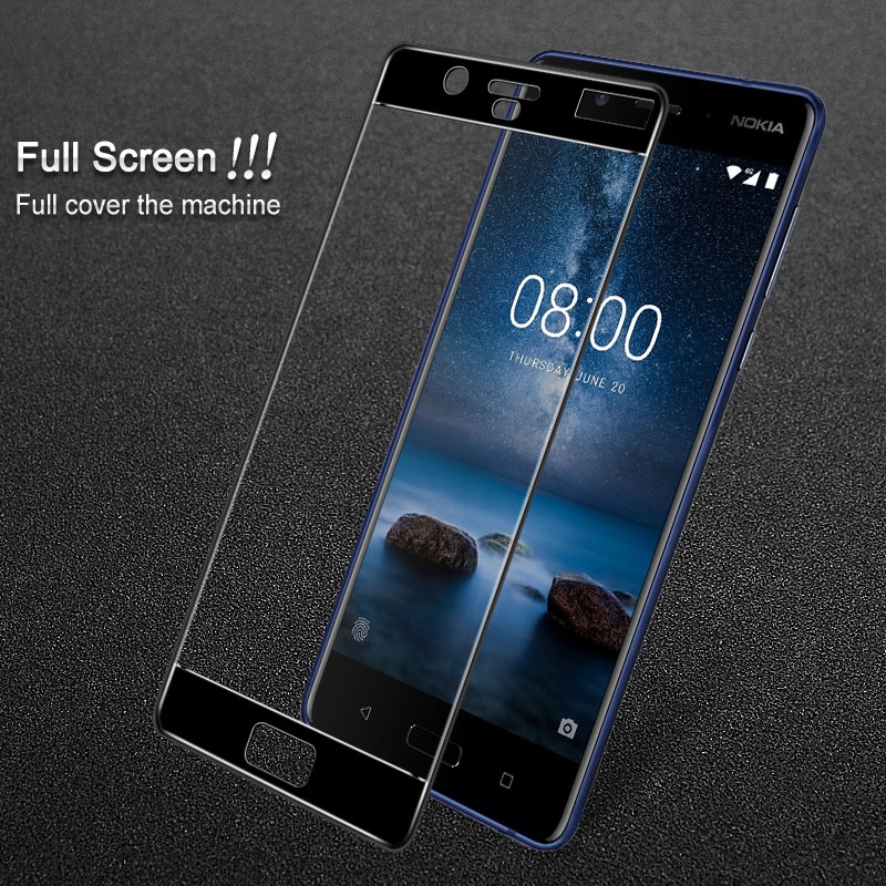 ฟิล์มกระจก Nokia 8 IMAK Full Coverage Anti-explosion Tempered Glass แบบเต็มจอ สีดำ คุณภาพดี