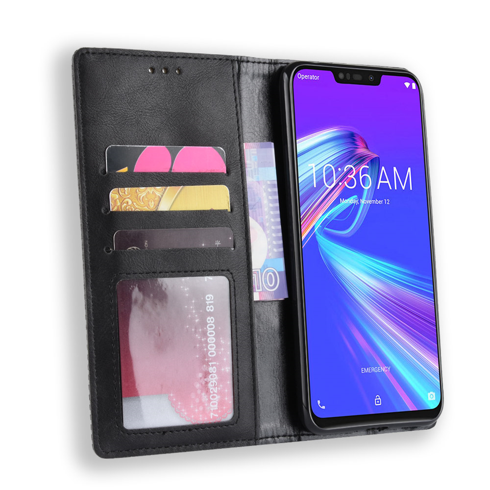 Case Asus Zenfone Max (M2) ZB633KL #เคสฝาพับปกหนังสไตล์วินเทจดูดซับอัตโนมัติแบบกระเป๋าสตางค์