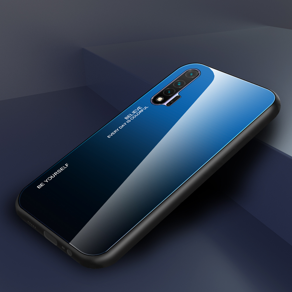Case Huawei nova 6 #เคสฝาหลัง Gradient Color Glass + PC + TPU Hybrid Case