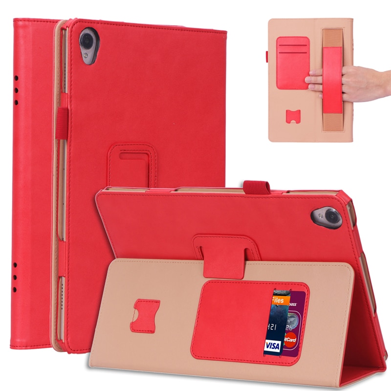Case Huawei MediaPad M6 10.8 นิ้ว #เคสฝาพับหนัง PU มีที่สวมนิ้ว Card Holder Stand PU Leather Smart Case