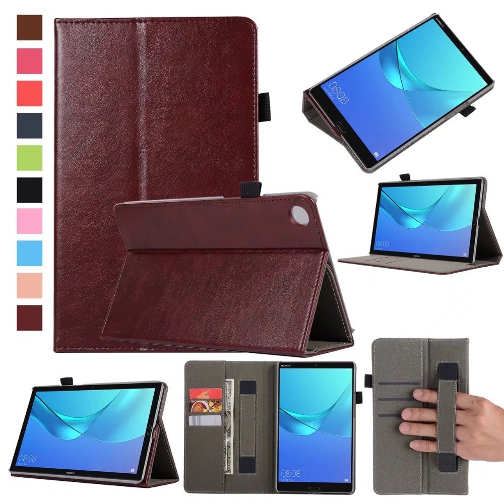 Case Huawei MediaPad M5 8.4 นิ้ว #เคสฝาพับหนัง PU มีที่สวมนิ้ว Wallet Stand Leather Cover Shell with Elastic Band