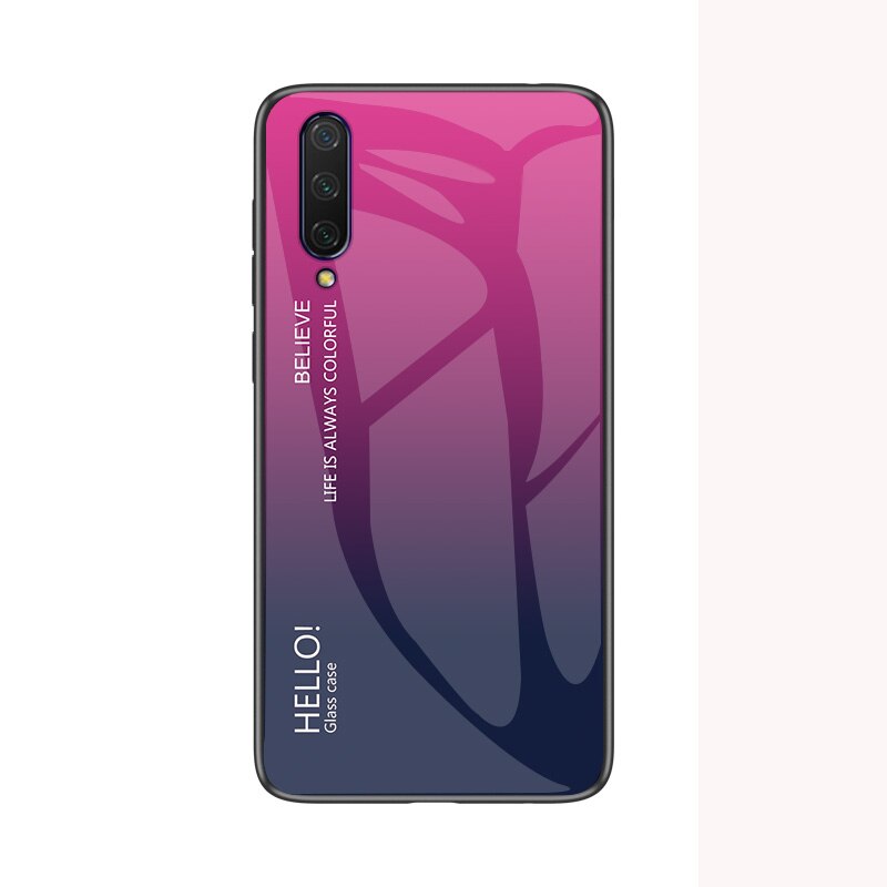 Case Huawei Y9s #เคสฝาหลัง Gradient Color Glass + PC + TPU Hybrid Case