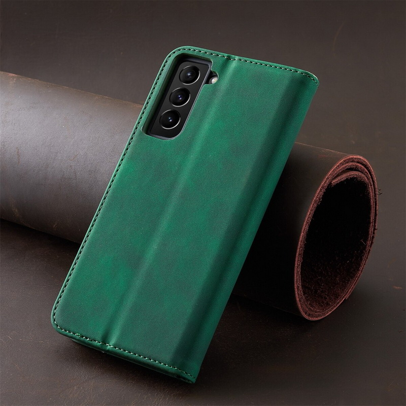 เคส Samsung Galaxy S22 5G #เคสฝาพับหนัง PU สไตล์กระเป๋าสตางค์พร้อมช่องใส่การ์ด Luxury Flip Stand Card Phone Leather Wallet Cover Casing Auto-absorbed Smartphone
