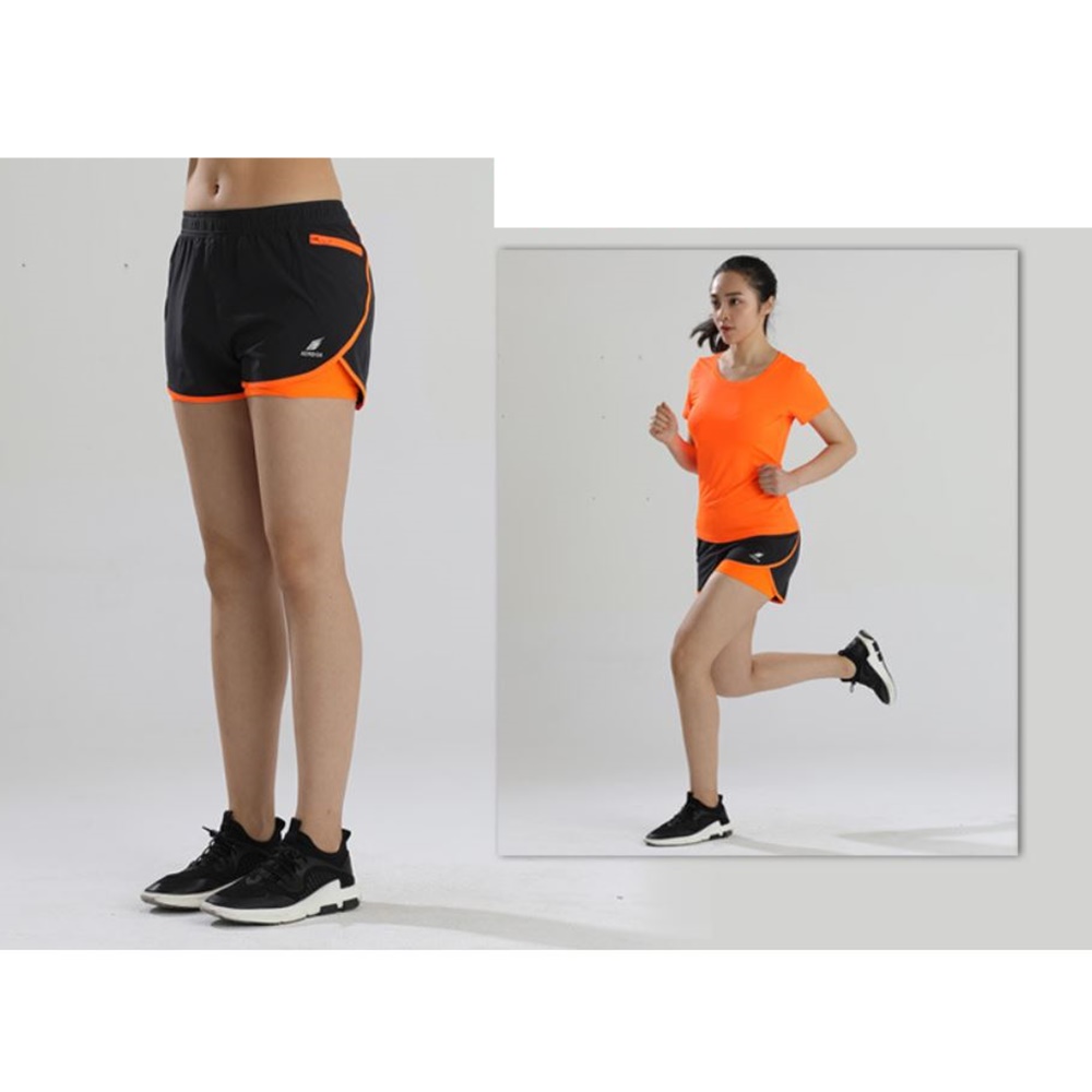 (SALE) กางเกงวิ่งมาราธอน ขาสั้นผู้หญิง มีซับใน 2-in-1 AERDIDA รุ่น W2017-33(G4)