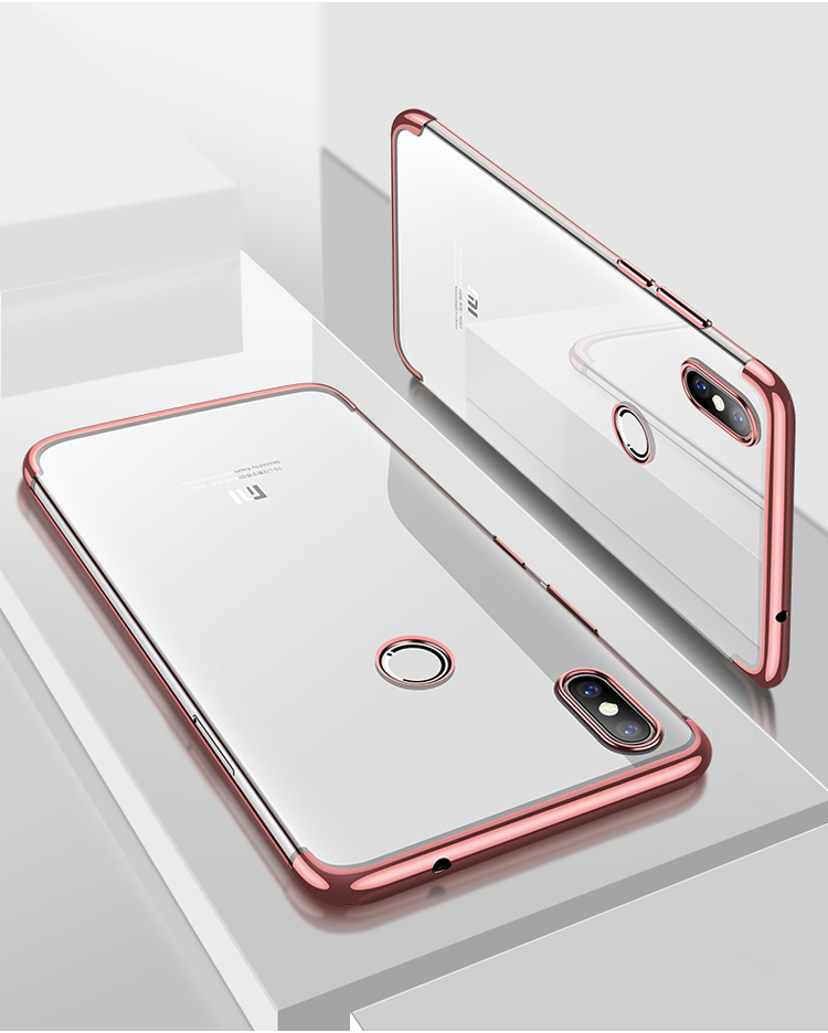 Case Xiaomi Mi 8 (6.21-inch) #เคสฝาหลังใสนิ่มขอบสีชุบเงาเหมือนโลหะคุณภาพดีราคาเบาๆสบายกระเป๋า