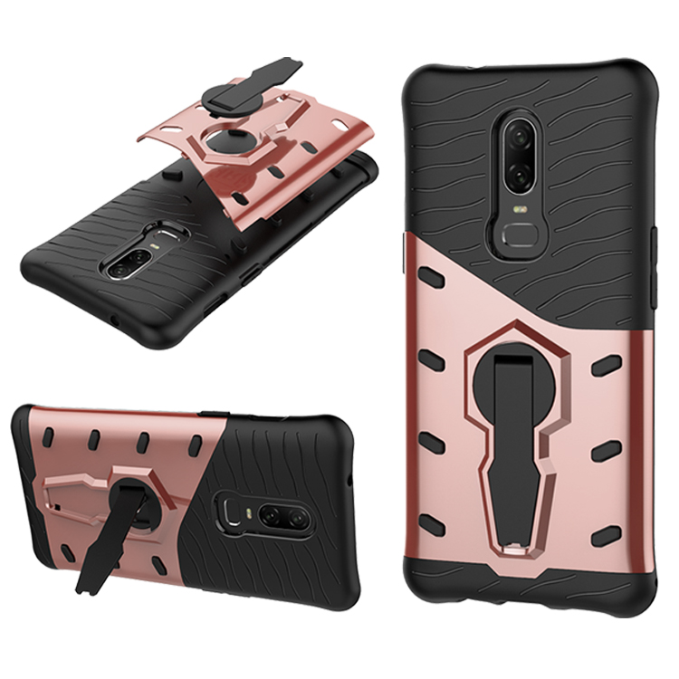 เคส OnePlus 6 #เคสฝาหลัง TPU นุ่ม + พลาสติก มีขาตั้งในตัวหมุนได้ 360 องศา