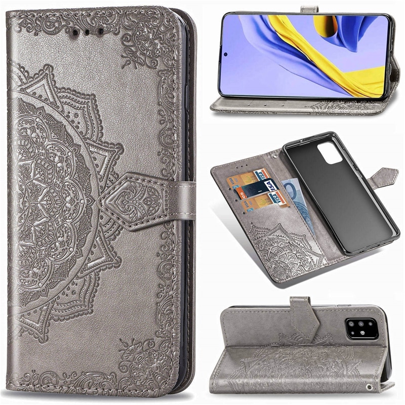 Case Samsung Galaxy S10 Lite #เคสฝาพับหนัง PU ผิวลายนูน Embossed Mandala Flower Leather Wallet